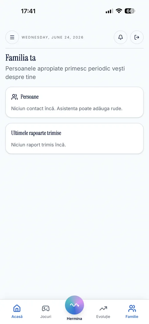 Familia primește periodic vești și rapoarte despre starea seniorului.